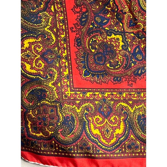 Paisley Scarf Silk Blend 18" Square Red Blue Classic Luxury Womens - Picture 1 of 5